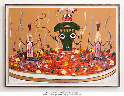 Andrew Gilbert  Chicken Tika Masada 2012, ink and gouache on paper, 70 x 100 cm 