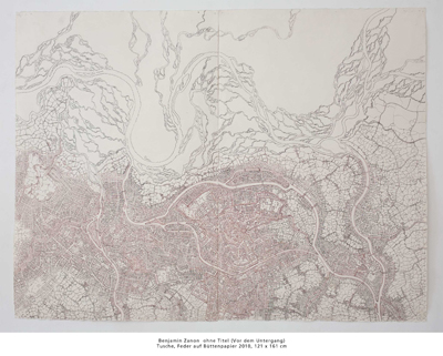 ohne Titel (Vor dem Untergang), Tusche, Feder auf Bttenpapier 2010, 121 x 161 cm