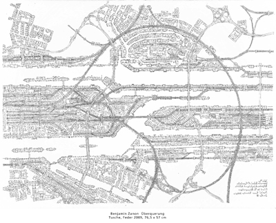 berquerung, Tusche, Feder 2009, 76,5 x 57 cm 