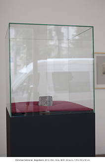 Argument-72 Christian Schnurer  Argument, 2012, Blei, Glas, MDF, Velours, 170 x 50 x 50 cm 