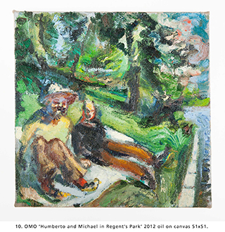 OMO Humberto and Michael in Regents Park 2012 oil on canvas 51x51. 