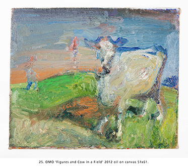 OMO ‘Figures and Cow in a Field’ 2012 oil on canvas 51x61.
