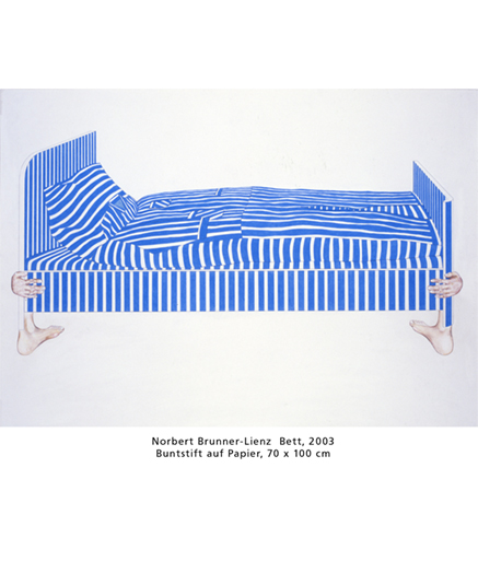 Norbert Brunner-Lienz Bett, 2003, Buntsift auf Papier, 70 x 100 cm