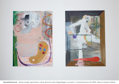Ronald Kodritsch, "Schon wieder gescheitert, beim Versuch einen Regenbogen zu malen", Installationsansicht 2012, Galerie Andreas Hhne