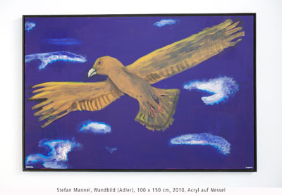 Stefan Mannel, Wandbild (Adler), 100 x 150 cm, 2010, Acryl auf Nessel