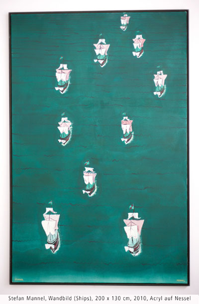 Stefan Mannel, Wandbild (Ships), 200 x 130 cm, 2010, Acryl auf Nessel