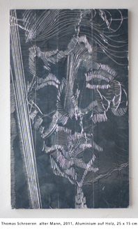 Thomas Schroeren  alter Mann, 2011, Aluminium auf Holz, 25 x 15 cm