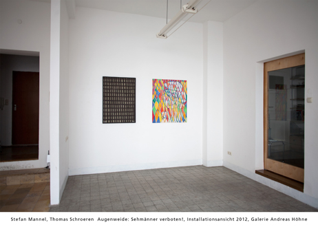 Stefan Mannel, Thomas Schroeren  Augenweide: Sehmnner verboten!, Installationsansicht 2012, Galerie Andreas Hhne