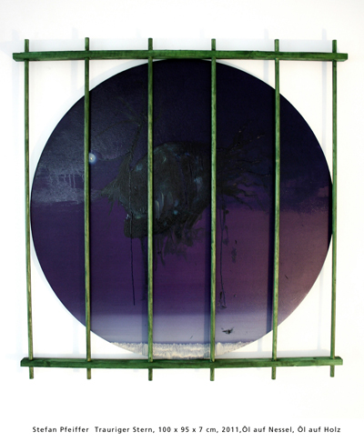 Stefan Pfeiffer  Trauriger Stern, 100 x 95 x 7 cm, 2011, l auf Nessel, l auf Holz